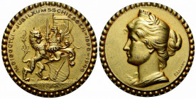 Schützentaler & Schützenmedaillen / Shooting talers & Shooting medals Zürich / Zurich
 Vergoldete Silbermedaille / Gilt silver medal 1948. 37 mm. Alb...