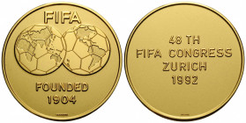 Zürich / Zurich
 Vergoldete Kupfer-Nickel-Zinkmedaille / Gilt copper-nickel-zinc medal 1992. 50.1 mm. FIFA. Fédération Internationale de Football Ass...