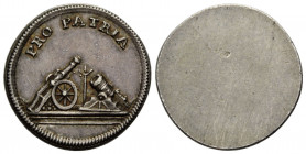 Zürich / Zurich
 o. J. / ND. 22.9 mm. Silber / Silver. Einseitiger Wahlpfennig/ One-sided election pfennig (ca. 1770/ 1780) Vs. PRO PATRIA. Kanone, M...