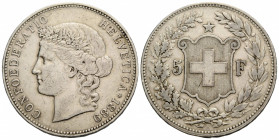 Eidgenossenschaft / Confederation Bundesmünzen / Federal Coins
 5 Franken 1889 B Bern. 37.2 mm. SCHWEIZ. Eidgenossenschaft. Fehlprägungen. 5 Franken ...