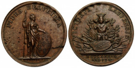 Eidgenossenschaft / Confederation
 Bronzemedaille / Bronze medal 36.7 mm. FIDES HELVETIC Landesmutter mit Schild und Speer / Mother of the Land with ...