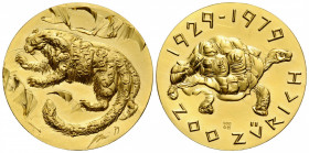 Medaillen / Medals
 Goldmedaille / Gold medal 1979. Eidg. Münzstätte Bern. 33.0 mm. AU 0.900. Zoo Zürich 1929-1979. Hans Erni Medaille / Medal. Auftr...
