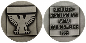 Schützentaler & Schützenmedaillen / Shooting talers & Shooting medals
 Weissmetallmedaille / White metal medal 1965. 40 mm. Aarau. Schützengesellscha...