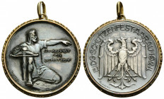 Schützentaler & Schützenmedaillen / Shooting talers & Shooting medals Aargau / Argovia
 1924. (29.9 mm / 37.7 mm). Gefasst mit Anhängeröse und zaponi...