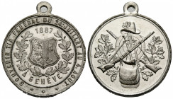 Schützentaler & Schützenmedaillen / Shooting talers & Shooting medals Genf / Geneva / Genève
 Weissmetallmedaille / White metal medal 1887. 33.6 mm. ...