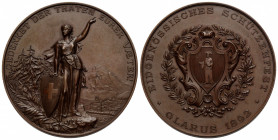 Schützentaler & Schützenmedaillen / Shooting talers & Shooting medals Glarus
 Kupfermedaille / Copper medal 1892. 45.1 mm. Vs. GEDENKET DER THATEN EU...