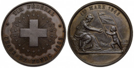 Schützentaler & Schützenmedaillen / Shooting talers & Shooting medals Jura
 Bronzemedaille / Bronze medal 1863. 35.5 mm. Bronze. TIR FÉDÉRAL. CHAUX =...