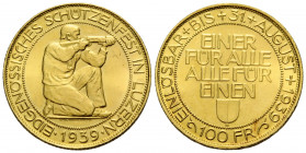 Schützentaler & Schützenmedaillen / Shooting talers & Shooting medals Luzern / Lucerne
 100 Franken / 100 Francs 1939. 27 mm. Gold 0.900. Eidgenössis...