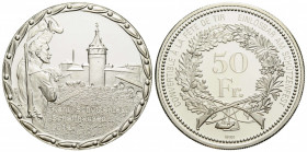 Schützentaler & Schützenmedaillen / Shooting talers & Shooting medals Schaffhausen
 50 Franken / 50 Francs 2014. 37 mm. Silber / Silver 0.900. Schütz...