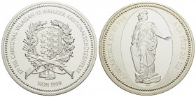 Schützentaler & Schützenmedaillen / Shooting talers & Shooting medals Wallis / Valais
 50 Franken / 50 Francs 1999. 37 mm. Silber / Silver 0.900. Sch...