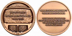 1983. 50 mm. Bronzemedaille / Bronze medal. Vs. SN1 ST. GALLEN. ROSENGARTENTUNNEL. 2 Wappen ST. GALLEN und APPENZELL. Obv. 2 coat of arms. Rs. / Rv. A...