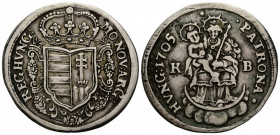 Malkontenten, 1703-1711 Halbtaler 1705 KB Kremnitz. 36.5 mm. Silber / Silver half thaler. Wappen / Obv. coat of arms. Rv. Maria mit Kind / Maria with ...