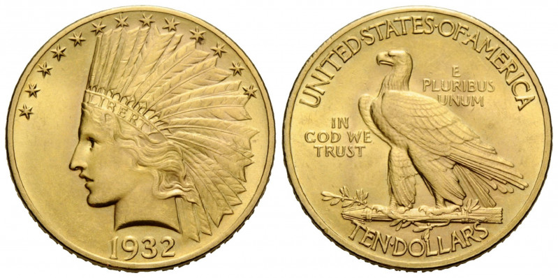 10 Dollars 1932. 27 mm. Gold 0.900. Vs. Indianerkopf, Rs. Adler / Obv. Indian He...