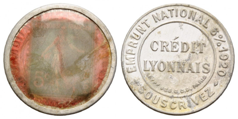 Markengeld / Stamp money
 Frankreich / France. 5 Centimes, 0.5 g. 25 Centimes, ...