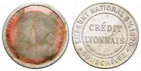 Markengeld / Stamp money
 Frankreich / France. 5 Centimes, 0.5 g. 25 Centimes, 1.1 g.: Rs. / Rv. EMPRUNT NATIONAL 6% 1920. SOUSCRIVEZ. CRÉDIT LYONNAI...