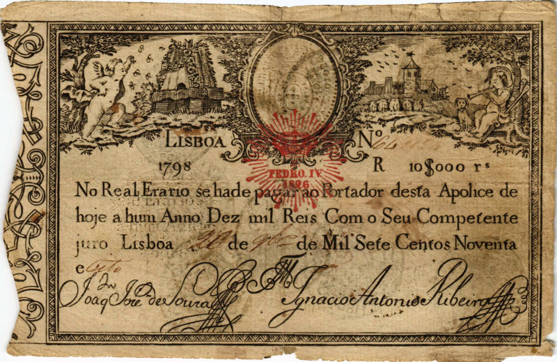 Portugal Königreich
Pedro IV 10000 Reis 1798 (1826). 10 Mil Reis. Pedro IV. Lis...