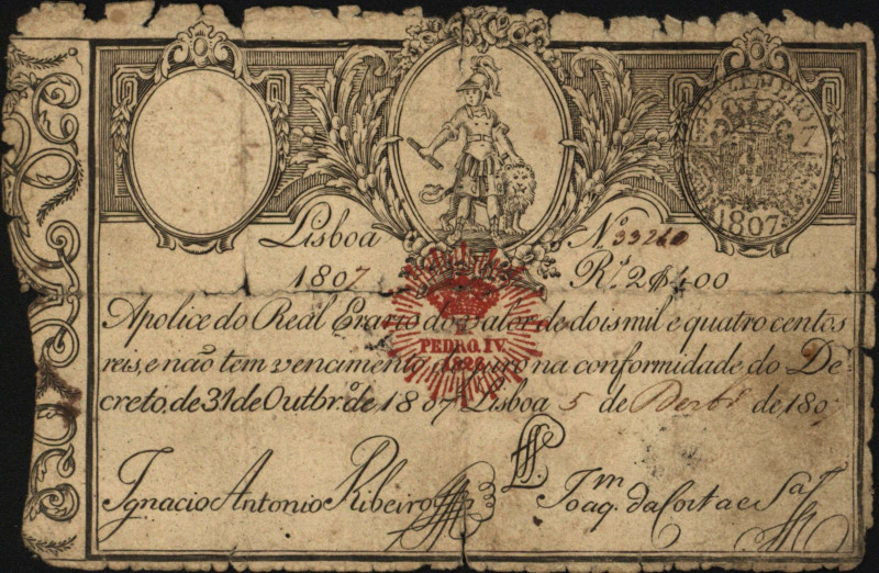 Portugal Königreich
João VI. 1799-1826 2400 Reis 1807. Lot 2400 Reis 5.12.1807....