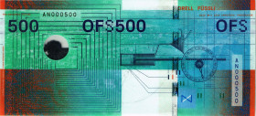 Schweiz / Switzerland
 Varia 2019. Orell Füssli Jubiläumsbanknote zum 500-jährigen Jubiläum der Druckerei. Orell Füssli anniversary banknotes for the...