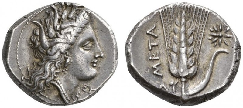 CLASSICAL COINS 
 LUCANIA 
 METAPONTUM 
 Nomos, about 320-280 BC. AR 7.88 g. ...