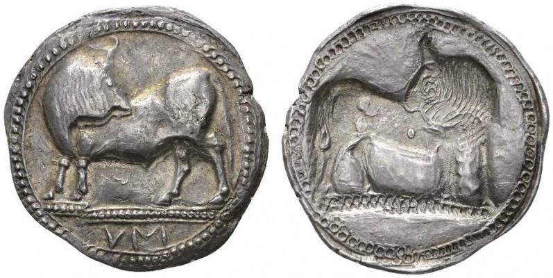 CLASSICAL COINS 
 LUCANIA 
 SYBARIS 
 Nomos, about 525-510 BC. AR 8.14 g. Bul...