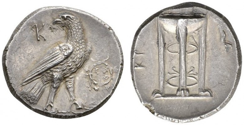 CLASSICAL COINS 
 BRUTTIUM 
 CROTON 
 Nomos, about 280-277 BC. AR 6.47 g. Eag...