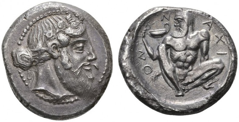 CLASSICAL COINS 
 SICILY 
 NAXOS 
 Tetradrachm, about 461/460 BC. AR 17.18 g....