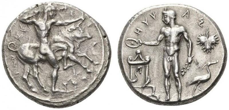 CLASSICAL COINS 
 SICILY 
 SELINUS 
 Didrachm, about 450 BC. AR 8.51 g. S-E-L...
