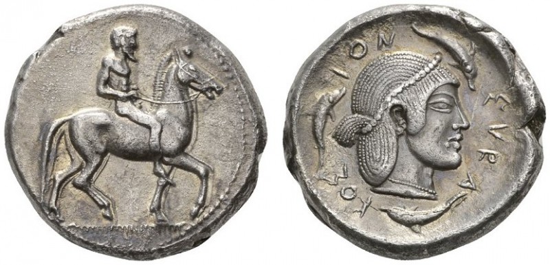 CLASSICAL COINS 
 SICILY 
 SYRACUSE 
 Didrachm, about 480 BC. AR 8.28 g. Nude...