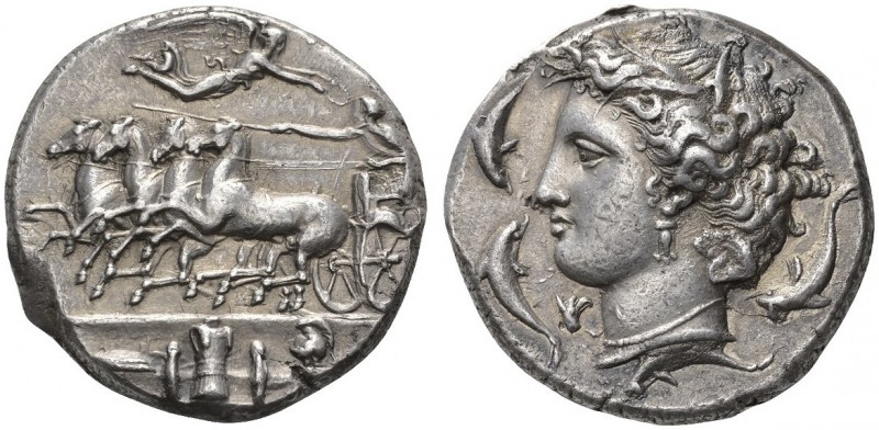 CLASSICAL COINS 
 SICILY 
 SYRACUSE 
 Decadrachm, unsigned, in the manner of ...