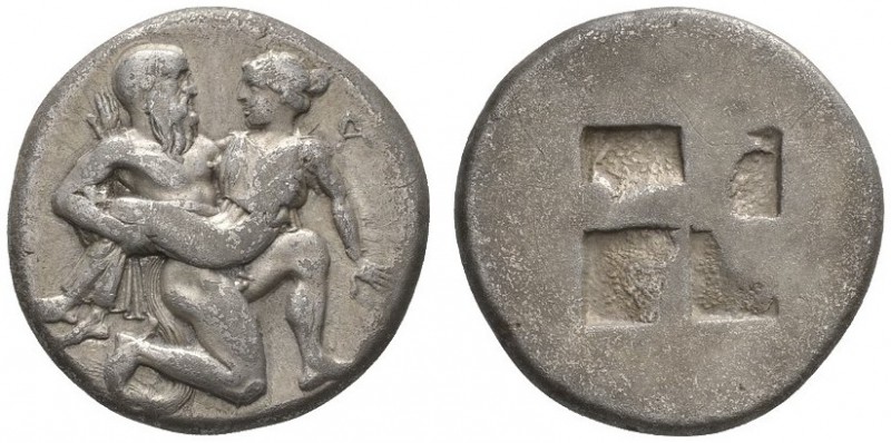 CLASSICAL COINS 
 ISLANDS OFF THRACE 
 Stater, about 435-411 BC. AR 8.60 g. Nu...