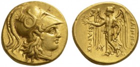 CLASSICAL COINS 
 KINGDOM OF MACEDONIA 
 PHILIP III ARRHIDAEUS, king 323-317 BC. Stater, gold, Babylon . AV 8.57 g. Head of Athena r., wearing crest...