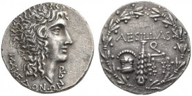 CLASSICAL COINS 
 MACEDONIA UNDER ROMAN RULE 
 AESILLAS, quaestor 80-75 BC. Tetradrachm. AR 16.72 g. MAKEDONWN Head of Alexander the Great r. with f...