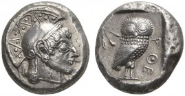 CLASSICAL COINS 
 ATTICA 
 ATHENS 
 Tetradrachm, about 500-485 BC. AR 17.11 g. Head of Athena r., wearing crested Attic helmet with neck-guard, dis...