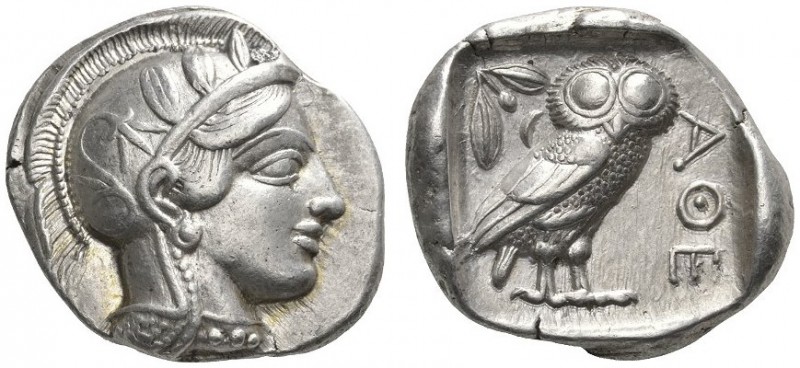 CLASSICAL COINS 
 ATTICA 
 ATHENS 
 Tetradrachm, about 440 BC. AR 17.11 g. He...
