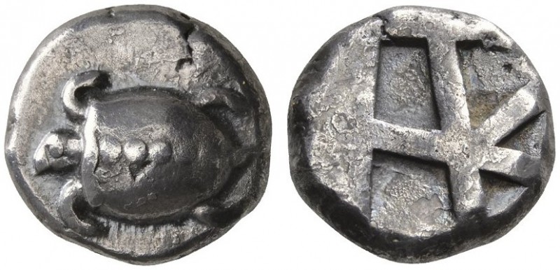 CLASSICAL COINS 
 ISLAND OF AEGINA 
 Stater, about 480-450 BC. AR 12.40 g. Tur...