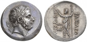 CLASSICAL COINS 
 KINGDOM OF BITHYNIA 
 PRUSIAS I, king 230-182 BC. Tetradrachm. AR 16.82 g. Head r. with short beard and royal diadem. Rev. BASILEW...