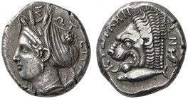 CLASSICAL COINS 
 MYSIA 
 CYZICUS 
 Tetradrachm, about 410-380 BC. AR 15.11 g. Head of Kore l., wearing sphendone and wreath of corn-ears, hair cov...