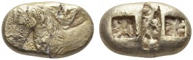 CLASSICAL COINS 
 IONIA 
 EARLY COINAGE IN ELECTRUM 
 Stater, electrum, Milesian standard , about 550-500 BC. EL 14.26 g. Forepart of bridled horse...