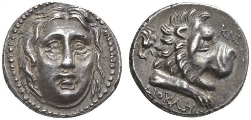 CLASSICAL COINS 
 CARIA 
 CNIDUS 
 Didrachm, about 210-185 BC. AR 5.25 g. Fac...