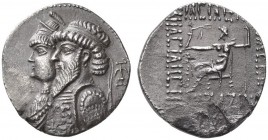 CLASSICAL COINS 
 KINGS OF ELYMAIS 
 KAMNASKIRES III, king 82-74 BC. With his wife Anzaze . Tetradrachm, Seleucia on Hedyphon. AR 15.55 g. Jugate bu...