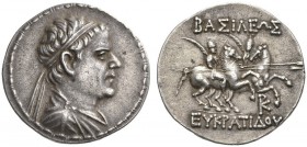 CLASSICAL COINS 
 KINGDOM OF BACTRIA 
 EUCRATIDES I, king 171-135 BC. Tetradrachm, Merv , about 170-145 BC. AR 16.95 g. Draped, diademed bust r., ar...