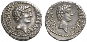 ROMAN COINS 
 IMPERATORIAL COINAGE 
 Mark Antony and Octavian . Denarius by M. Barbatius, quaest., 41 BC. AR 3.79 g. M.ANT.IMP.AVG. III. VIR.R.P.C.M...