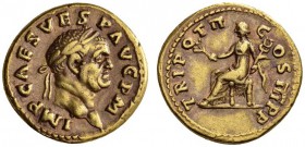 ROMAN COINS 
 ROMAN EMPIRE 
 VESPASIANUS, 69-79. Aureus, 70-71. AV 7.22 g. IMP CAES VESP AVG PM Laureate head r. Rev. TRI POT II - C-OS III PP Pax, ...