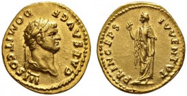 ROMAN COINS 
 ROMAN EMPIRE 
 DOMITIANUS Caesar, 69-81. Aureus, struck under Vespasian, 75. AV 7.40 g. CAES AVG F - DOMIT COS III Laureate head r. Re...