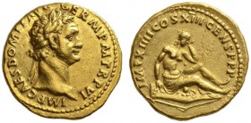 ROMAN COINS 
 ROMAN EMPIRE 
 DOMITIANUS, 81-96. Aureus, 87. AV 7.56 g. IMP CAES DOMIT AVG - GERM PM TR P VI Laureate head r. Rev. IMP XIIII COS XIII...