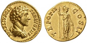 ROMAN COINS 
 ROMAN EMPIRE 
 MARCUS AURELIUS Caesar, 138-161. Aureus, struck under Ant. Pius, 147-148. AV 7.20 g. AVRELIVS CAE - SAR AVG PII F Drape...