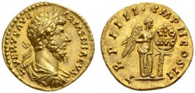 ROMAN COINS 
 ROMAN EMPIRE 
 LUCIUS VERUS, 161-169. Aureus, 163-164. AV 7.35 g. L VERVS AVG – ARMENIACVS Laureate, draped and cuirassed bust r., see...