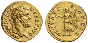 ROMAN COINS 
 ROMAN EMPIRE 
 SEPTIMIUS SEVERUS, 193-217. Aureus, 193. AV 7.07 g. IMP-CAE.L.SEP SE - V.PERT AVG Laureate head r. Rev. VICT.AVG - T-R ...