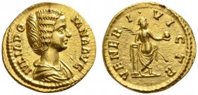 ROMAN COINS 
 ROMAN EMPIRE 
 JULIA DOMNA, wife of Sept. Severus, 193-217. Aureus, 194. AV 7.40 g. IVLIA DO - MNA AVG Draped bust r., hair in a large...