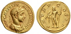 ROMAN COINS 
 ROMAN EMPIRE 
 SEVERUS ALEXANDER, 222-235. Aureus, 222. AV 5.97 g. IMP C M AVR SEV - ALEXAND AVG Laureate, draped and cuirassed bust r...